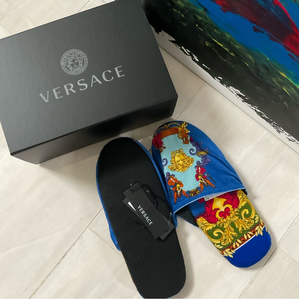 VERSACE Medusa Renaissance Slippers Size L - Picture 5 of 9